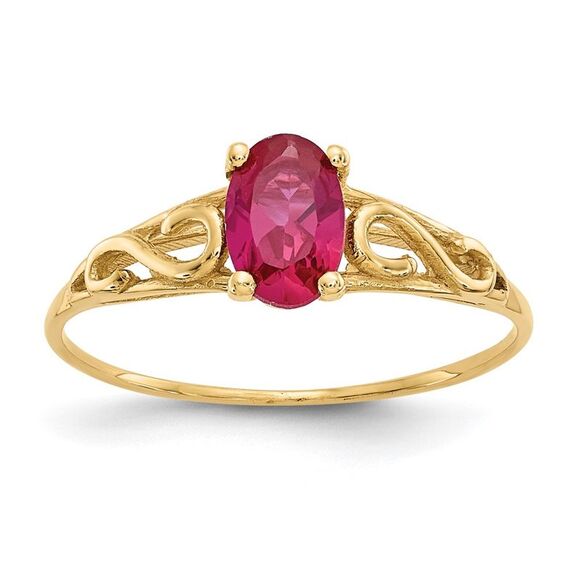 14k Yellow Gold Madi K Synthetic Ruby Ring